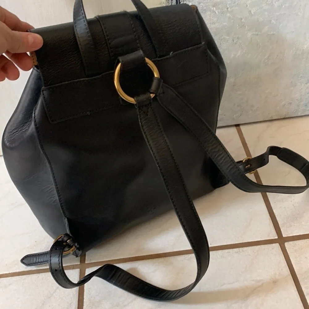 FRYE Black Leather Backpack